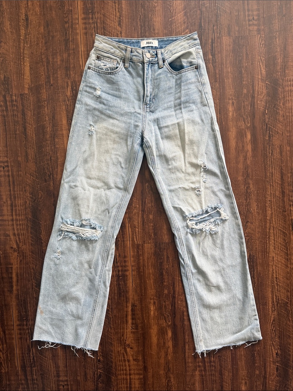 J Brand Light Blue Distressed Straight Leg Jeans